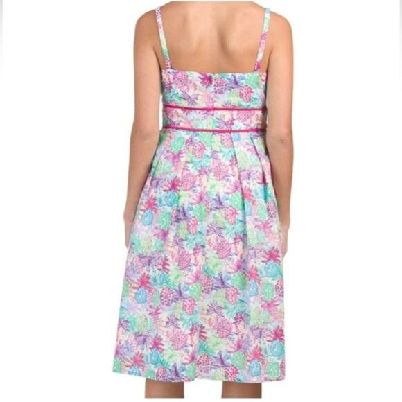 Chetta B Babydoll Dress Tropical Pineapple Novelty Print Multicolor Size 12 - Picture 2 of 13